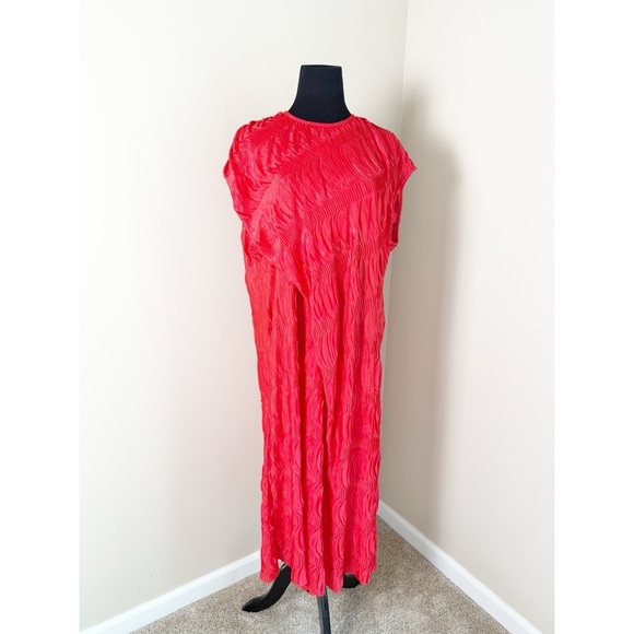 Zara woman/basic Pleated & creased dress red M - Picture 4 of 10